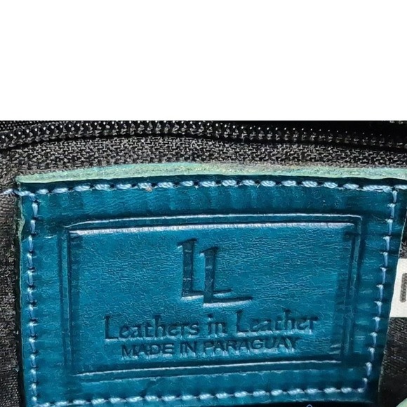 New‎ LL Leathers in Leather Crossbody Bag Teal Green Whipstitch Boho Saddle Bag main image 8